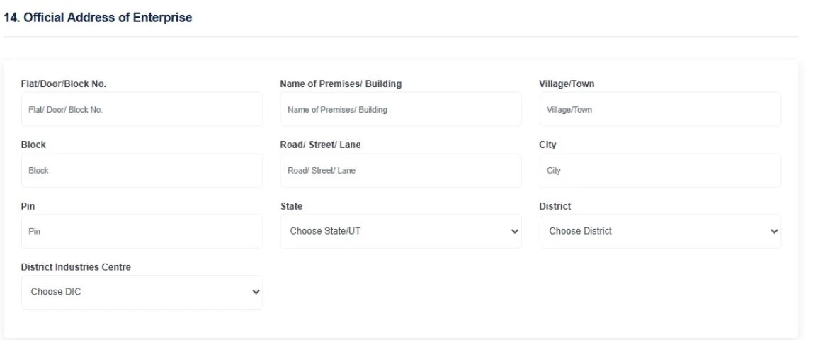 udyam gov new registration form screen